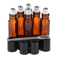 1 Pcs 10 ml Amber Glass Roller Bottle Bottles with Removable Stainless Steel Roller Ball for Essential Oil Perfume