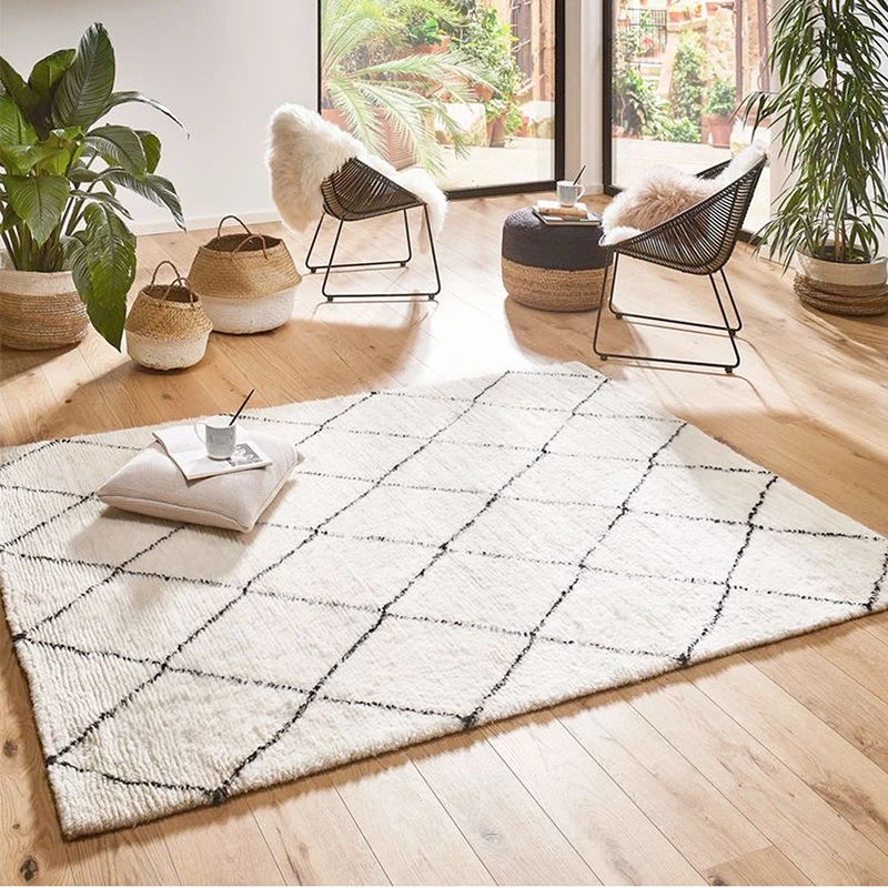 Morocan rug Tapis Salon 200X300 Black White Fluffy Carpet Rug For Kids Bedroom Bedside Carpet Living Room Square Sofa Table Rug