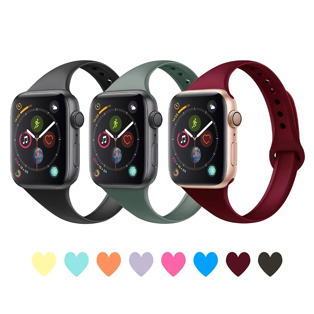 Slim strap for Apple watch band 44mm 40mm 38mm 42mm ultra 49mm Silicone bracelet correa iWatch series 6 se 5 4 3 7 8 9 45mm 41mm