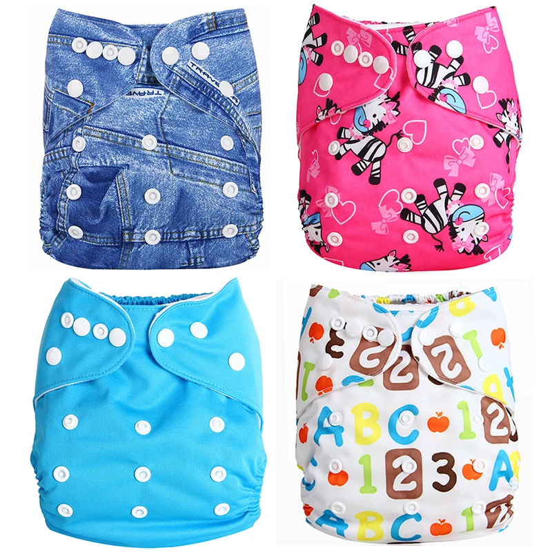 Fashion Washable Newborn Baby Cloth Diapers Pocket Waterproof Cartoon Cute Girls Boys Diapers Reusable Cloth Nappy Suit 0-2years