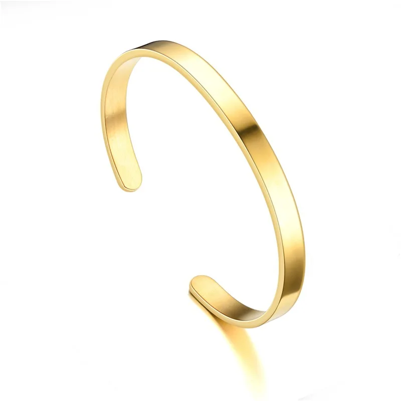European and American Simple Smooth Gold Color Stainless steel Cuff Bracelets For Men and Women Jewelry Party Girl\'s Bracelets