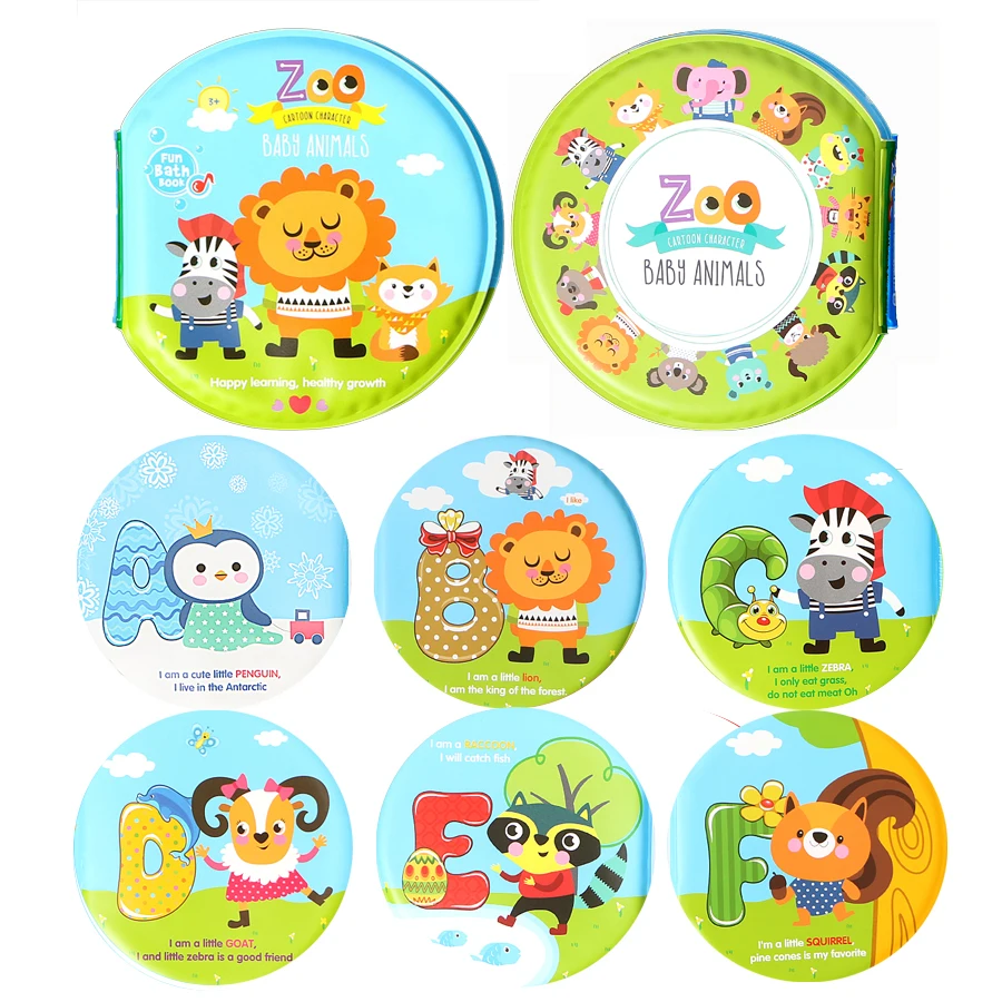 Baby Bath Toys Books, Swimming Water Bathroom Toy Kids Early Learning Animal,Food Waterproof Books Educational Toys For Children