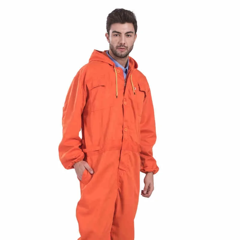 Bib Overalls Men Work Coveralls Dust Proof Dirty Proof Protective Repairman Hooded Jumpsuits Painter Working Uniforms Plus Size