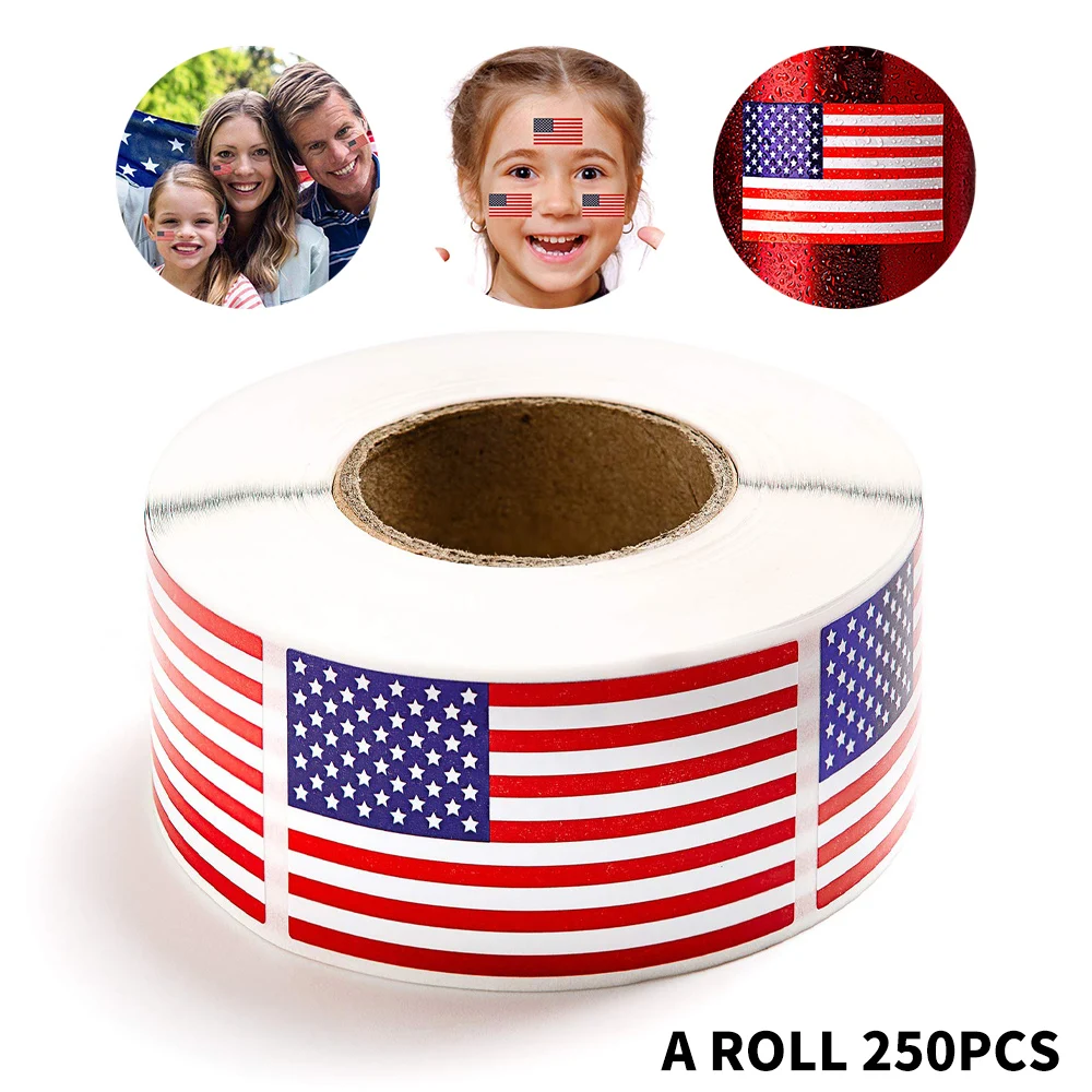 50-250 Pcs American Flag Stickers USA Patriotic Sticker For Notebooks Cards And Scrapbooking Office Stationery Sticker