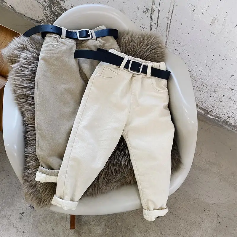 

New 2021 Autumn Winter Fashion Boys And Girls Pants Trousers Cotton Trousers Child Casual Pants Boy High Waist Harem Pants D201