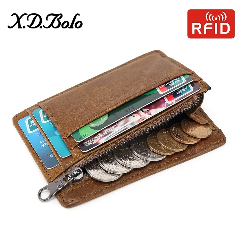 

Coin Purse Men Leather Wallet Men's Short Wallet RFID Card Bag Cowhide Men's Leather Wallet