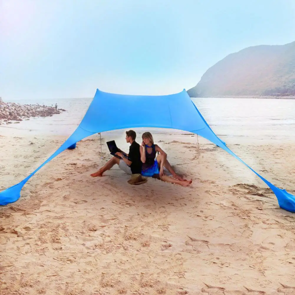 Portable Camping Pergola Outdoor Windproof Beach Tent Sunshade And Gazebo Tent 210*150*170cm With Sand Anchors Ultralight Tarp