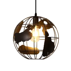 Pendant Lights for Living , Bedroom and Dining Room in Black Metal, Industrial Ceiling Light, Earth Chandelier with E27 Socket