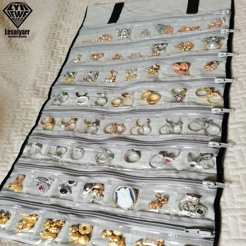 Reise Schmuck Organizer Roll Faltbare Schmuck Fall für Reise-Anhänger Ohrringe Schmuck Lagerung Tasche Samt Lagerung Box