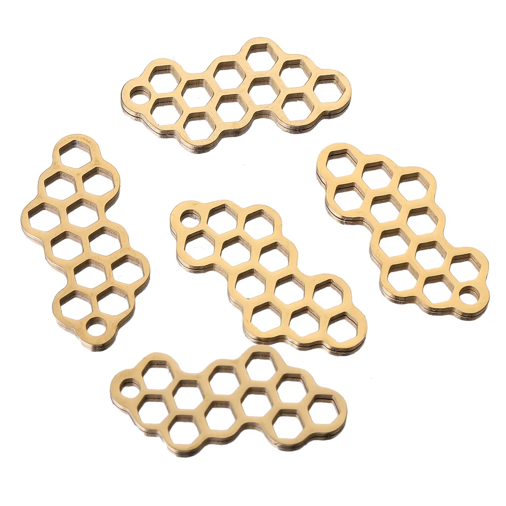 5pcs/lot Stainless Steel Bee Honeycomb Charms Earring Connector Bracelet Necklace for DIY Handmade Jewelry Making Supplies