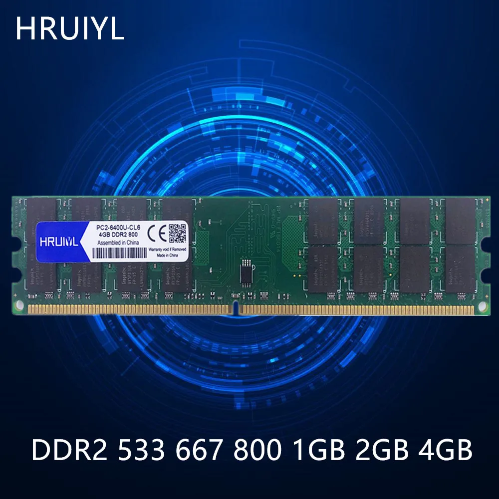 

HRUIYL Desktop Memory DDR2 1GB 2GB 4GB 1.8V Dual Channel Memory Sticks 533 667 800MHZ PC2-4200 5300 6400 PC Motherboard Memoria