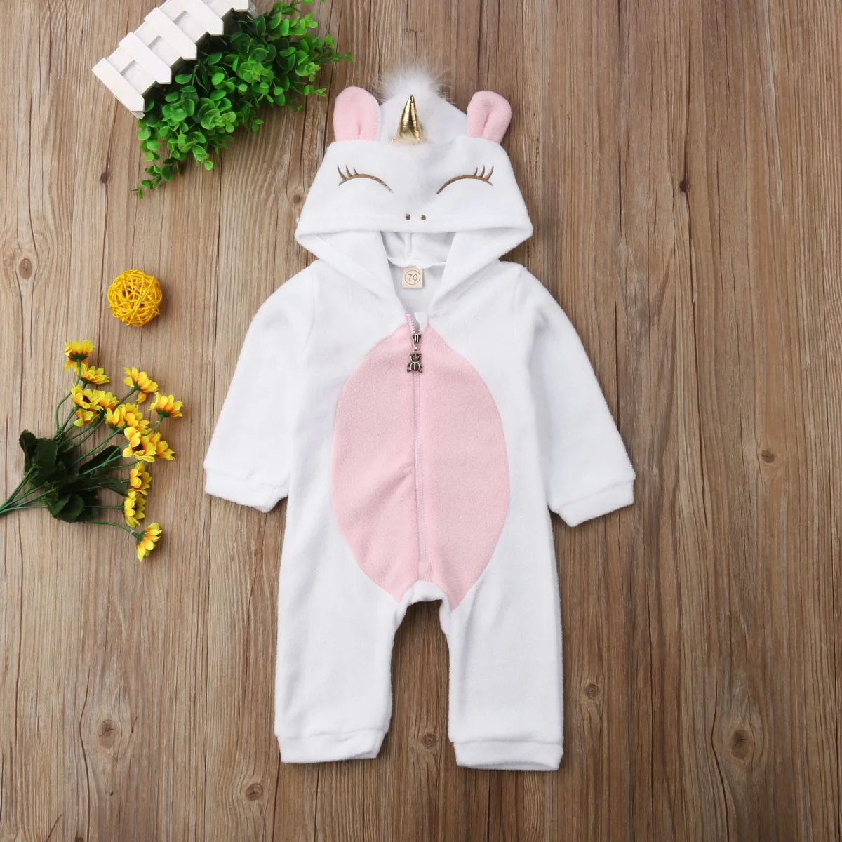 2021 Brand Cute Newborn Boys And Girls Unicorn Leotard Clothes Winter Warm Long Sleeve Romper Suit Clothes