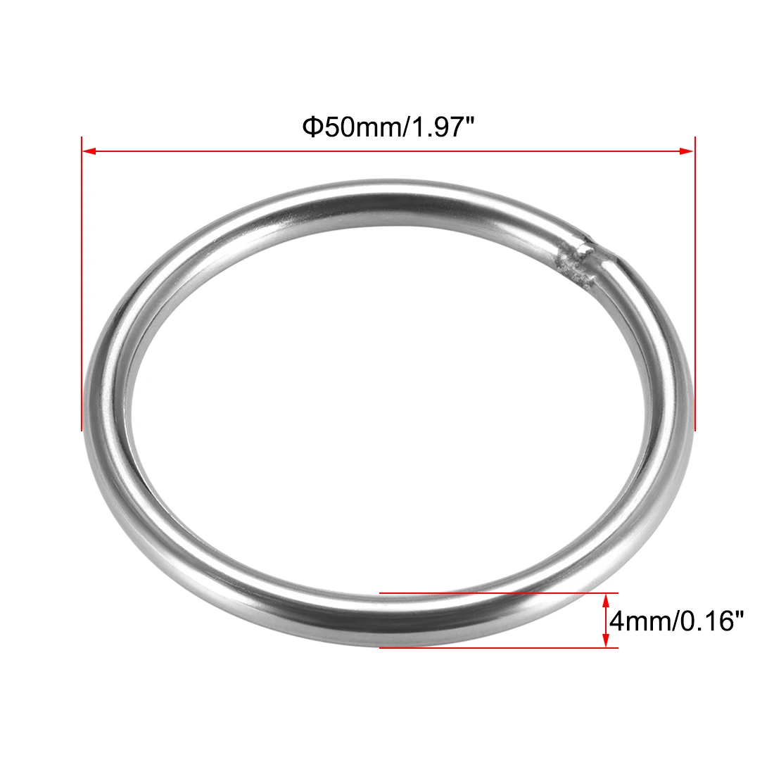 2 Anneaux Ronds En Inox 4x50mm – Solides Pour Sangles Et Bricolage