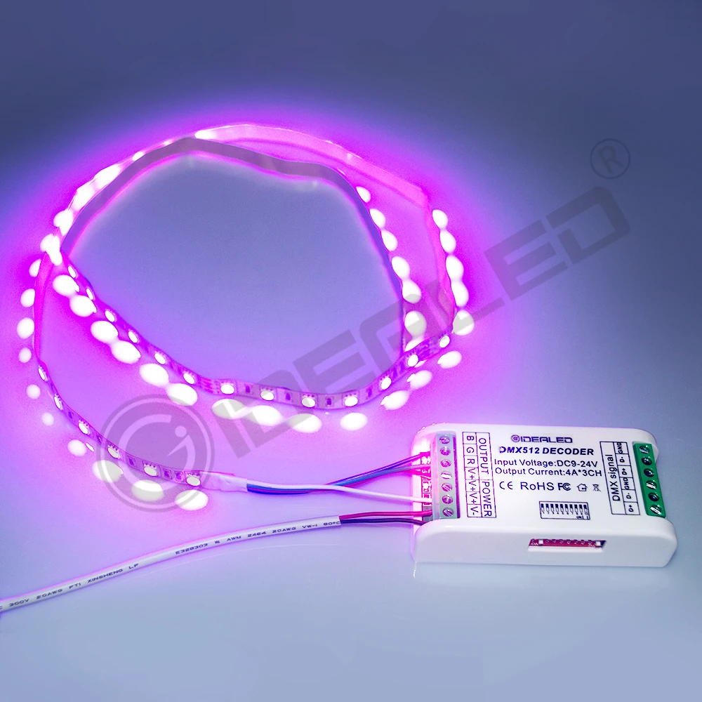 Imagem -03 - Controlador Gidealed Dmx512 Rgb Rgbw com Canais Canais Decodificador de Luzes Led com Controle de Dimmer Embutido