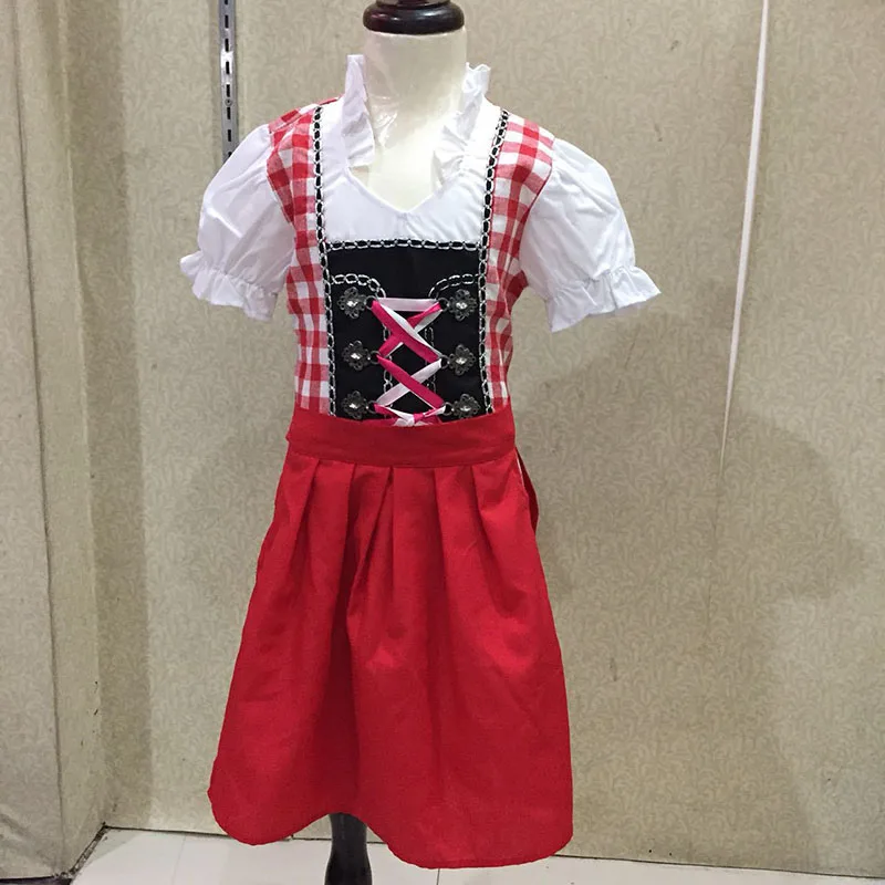 3-10T Kids Girls Costume medievale dell'oktoberfest Plaid bavero in cotone Dirndl Dress Up Child Halloween Carnival Party Maid Costumes