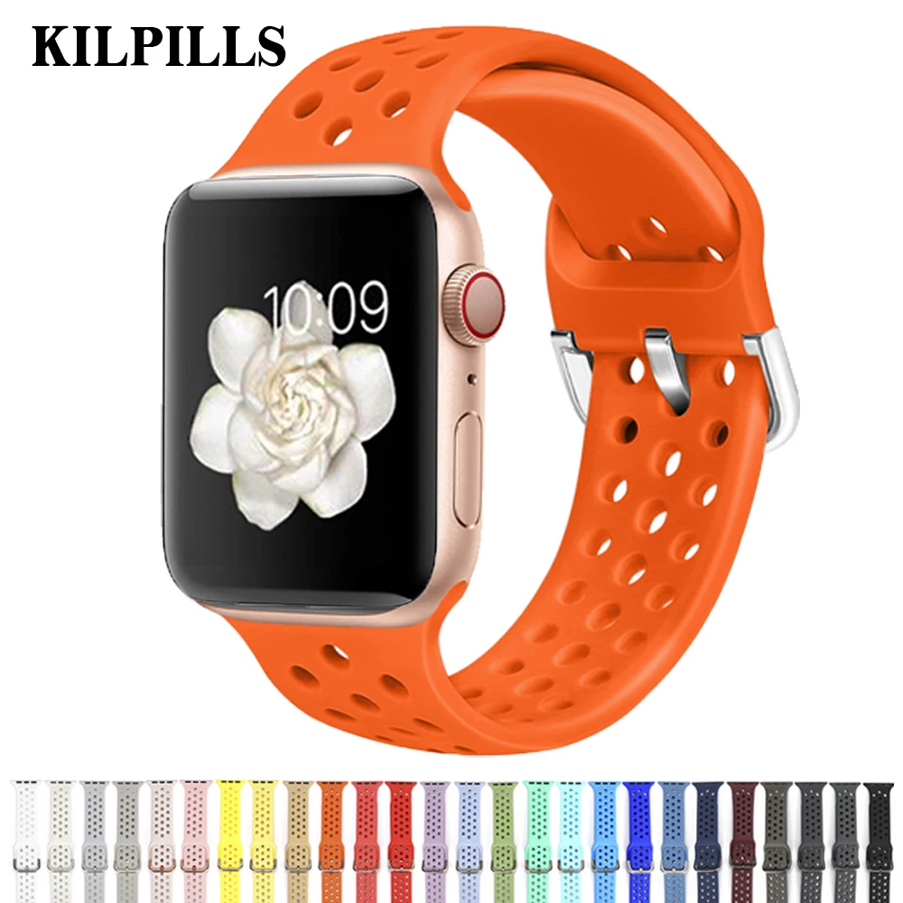 

Silicone strap for Apple Watch band 44 mm 40mm iWatch band 42mm 38mm Sport bracelet correa apple for watch 5 4 3 2 Accessories