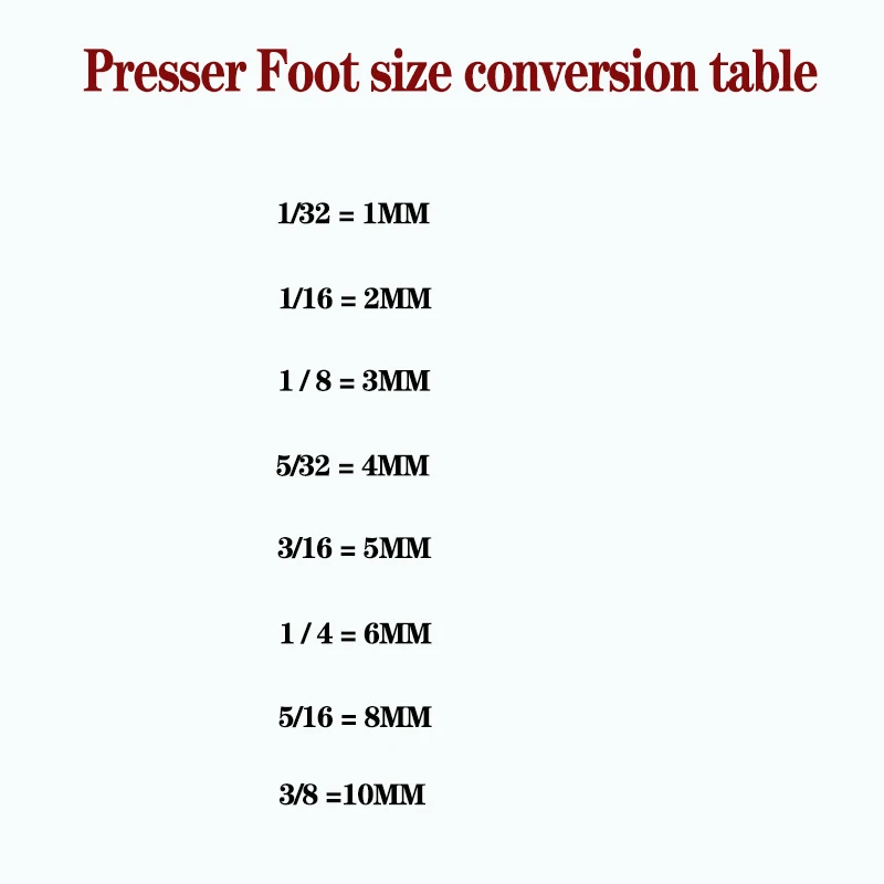 Steel Lockstitch Machine Presser Foot CR1/32 CL1/32 CR1/16 CL1/16 CR1/8 CL1/8 CR3/16 CL3/16 CR1/4 CL1/4 CR5/16 CL5/16