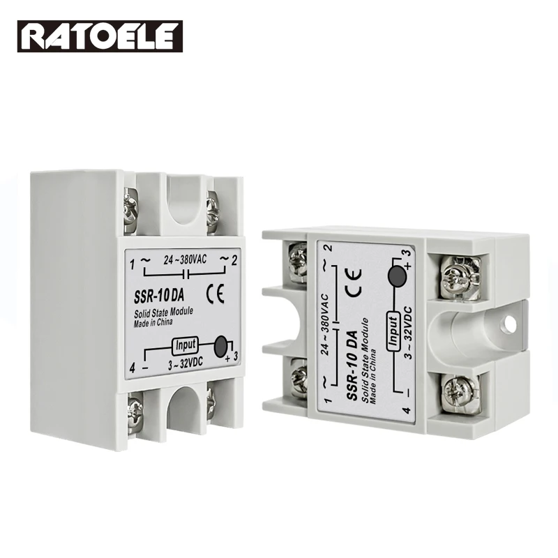 Single Phase Solid State Relay 10DA/25DA/40DA Input 3-32VDC Output 24-380VAC SSR DC Control AC