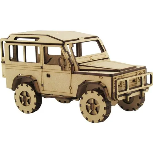 Toy Wood Land Rover Defender Jeep Scale Model 131 Piece DIY and Paint for Kids Christmas Birthday Gift