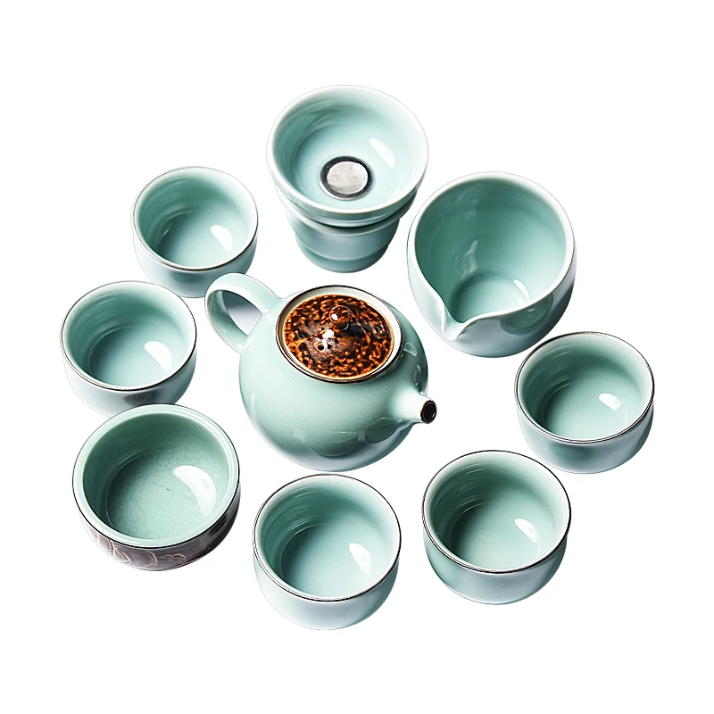 |kung fu tea set home sitting room tea, Chinese style restoring ancient ways is the teapot a complete set of gift boxes