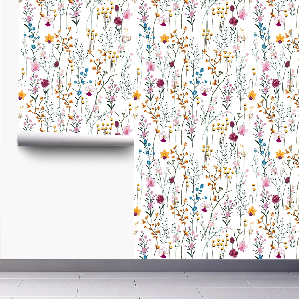 Modern Floral Peel And Stick Wallpaper Self-Adhesive Removable Wall Decor For Home Bedroom Walls Doors Cabinets Easy To Clean