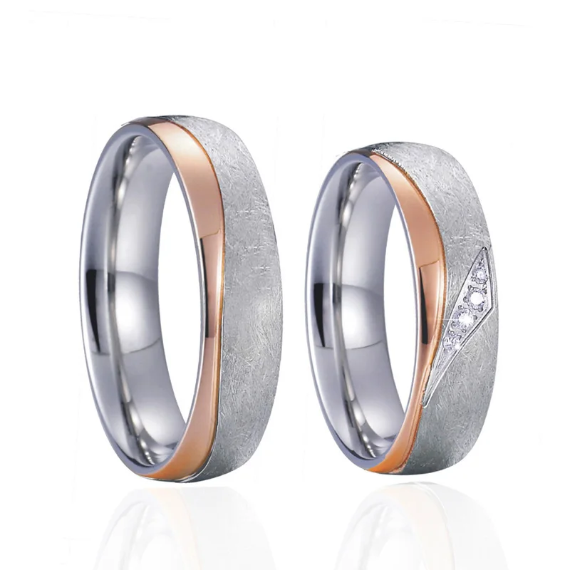 Western Fashion Designer Silver Rose Gold Stainless Steel Jewelry Wedding Rings Couple sets for men and women wholesale price