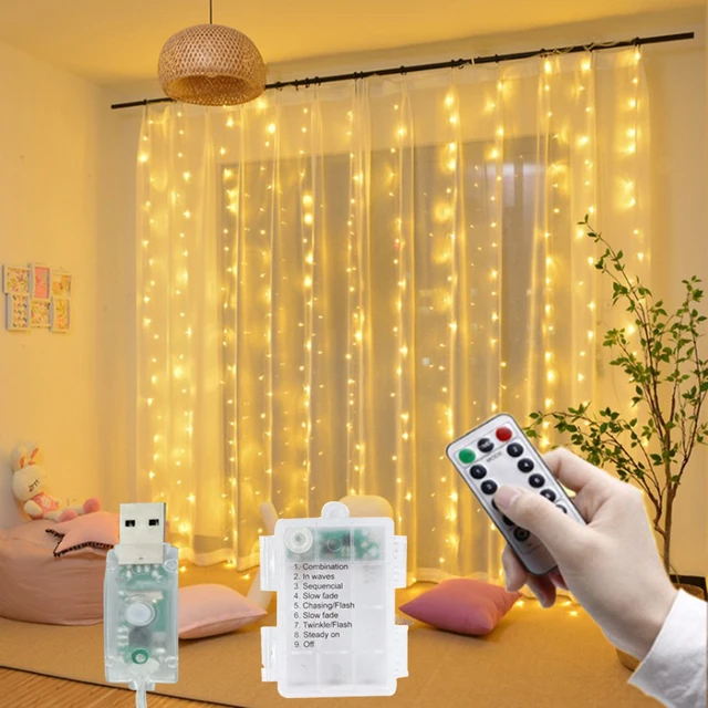 3Mx1M/2M/3M Łańcuchy świetlne LED na baterie USB Fairy Lights Garland na Nowy Rok Wesele Boże Narodzenie Dekoracja kurtyny domowej
