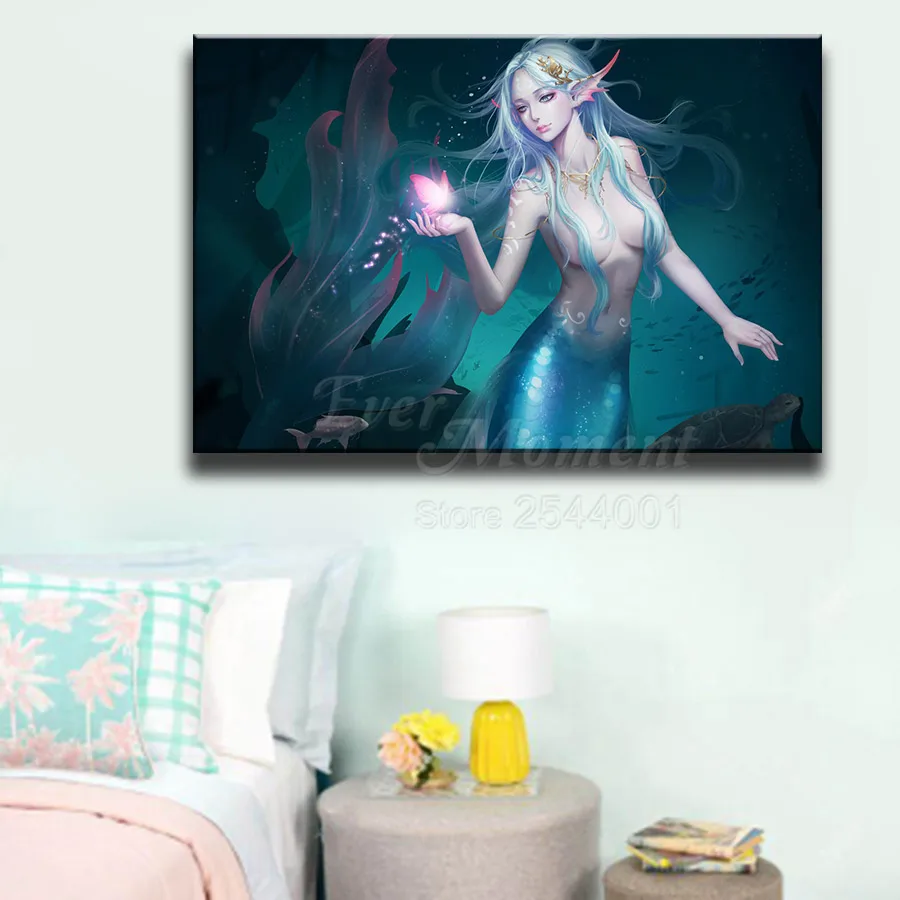 Ever Moment Diamond Modern Canvas Painting Mosaic Embroidery Square Round Stones Kits Gift Fantasy Girl Mermaid ASF2343