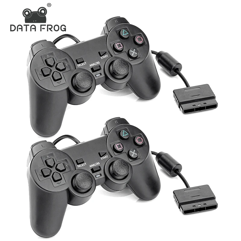 DATA FROG 유선 아날로그 컨트롤러 게임패드 조이스틱 조이패드, PS2 콘솔용, 듀얼 쇼크 진동 조이패드, 유선 컨트롤러 