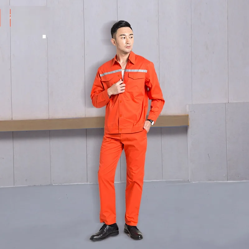 夏薄い作業服純粋な綿通気性耐摩耗性長袖工場ワークショップ機械電気技師つなぎ服