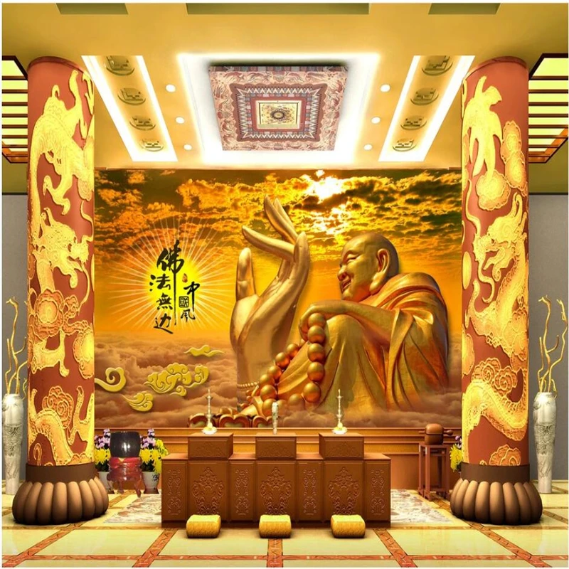 wellyu Custom wallpaper Such as the gods of the Buddha, the infinite Chinese style, the Buddha, the Maitreya Buddha wall 3d