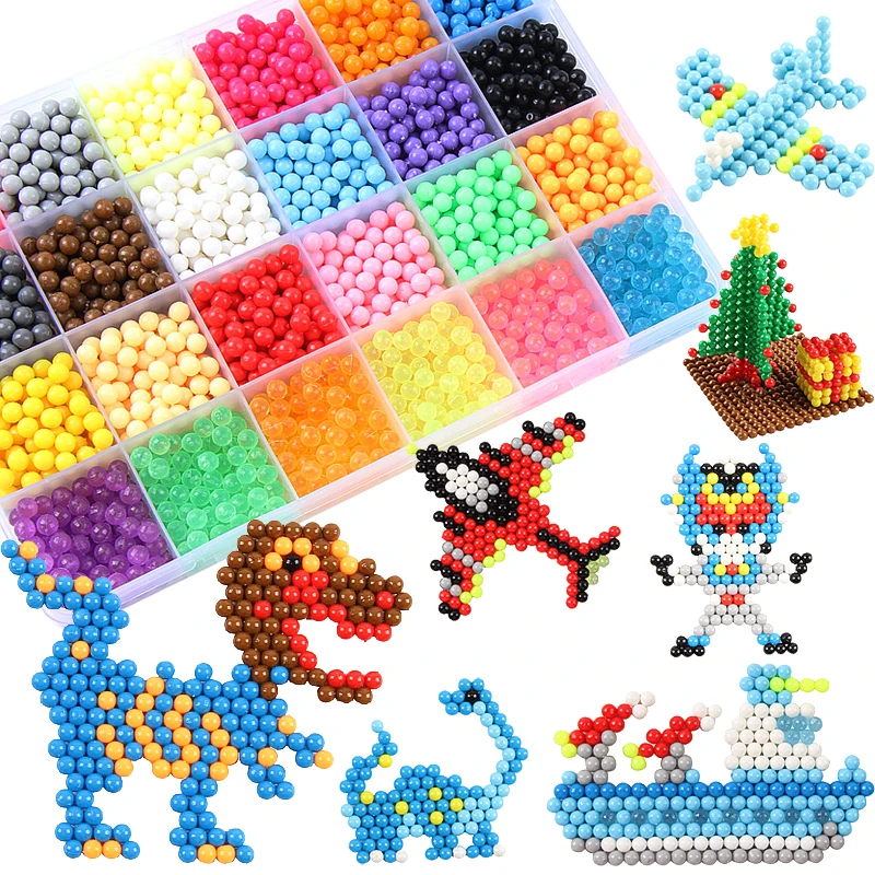 DIY water spray 6000pcs Picture book Refill Beads puzzle Crystal beads set ball games 3D handmade magic toys for children