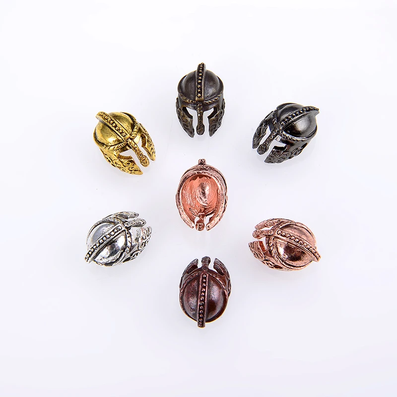 10PCS/ pack DIY Antique Sliver Gold Color Roman Warrior Gladiator Helmet Charms Beads Spacer Beads For Jewelry Making