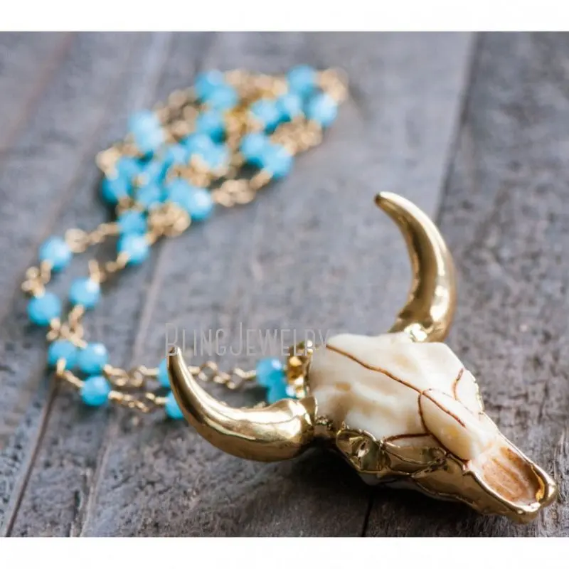 NM10813  en Cow Skull Necklace      Bull  Charm  girl  Tribal 