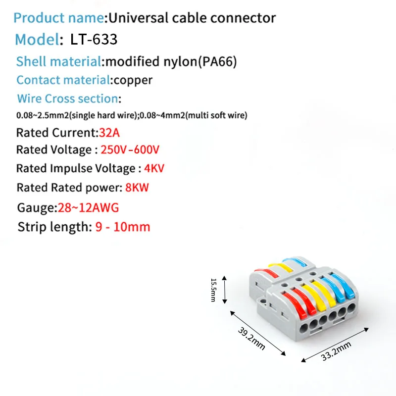Mini Quick Wire Connector Quick Splitter Universele Bedrading Kabel Universal Push-In Connector2 In 4/6 Uit 3 In 6/9 out