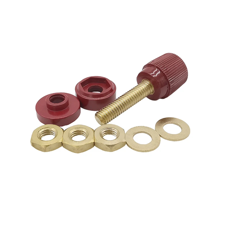 Red Black Plastic Shell M8 Brass Binding Post Terminals Connector 555 Type 8mm Male Plug 200A High Current Cable Wiring Terminal