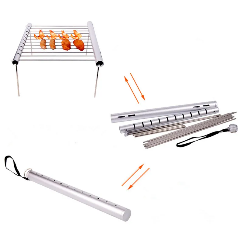 Foldable Stainless Steel BBQ Grill Rack Camping Grill Mesh Mini BBQ Grill Barbecue Accessory For Fire Cooking Backpacking Picnic