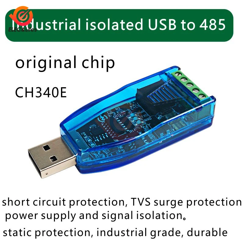 Industrial-grade Isolated USB to RS485 Communication Converter Module TVS Protection Short circuit protection automatic CH340E