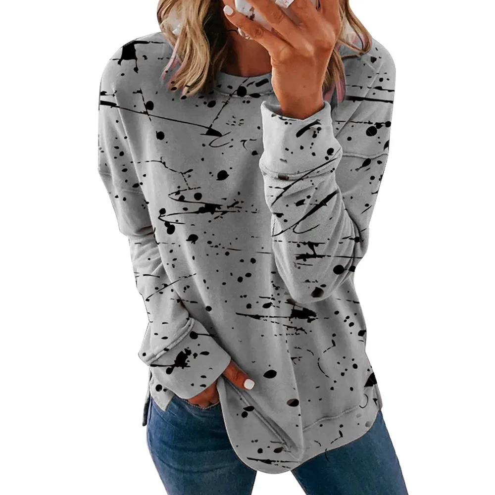 Jocoo Jolee Fashion Tie Dye Print Loose T Shirt Spring Long Sleeve O Neck Oversized Tops Casual Oversized Tee Shirt Streetwear