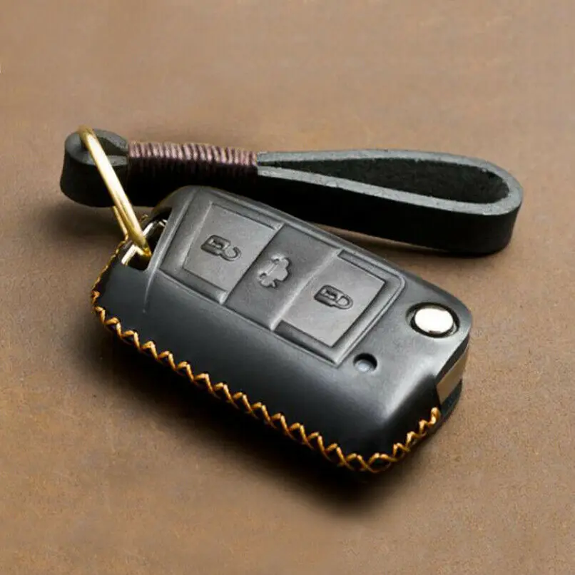 

New Leather Car Remote Key Fob Cover Case For Volkswagen VW Golf 7 MK7 Seat Ibiza Leon Altea Aztec For Skoda Octavia Car Styling