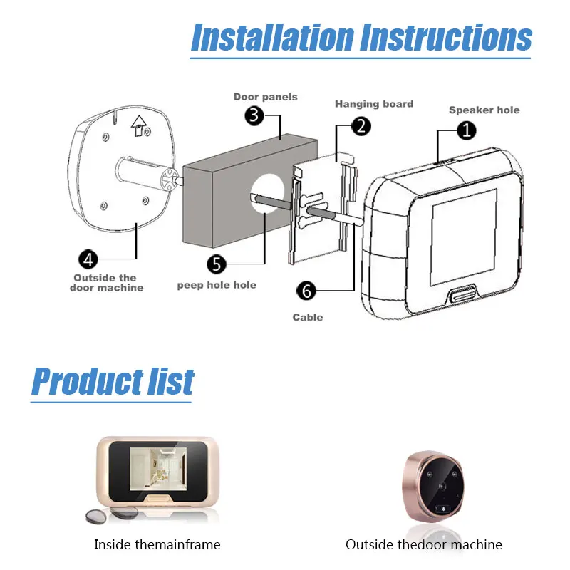 Inteligente eletrônico digital casa visual campainha da câmera campainha 120 graus visor de 2.8 polegadas de vídeo tela de visão noturna