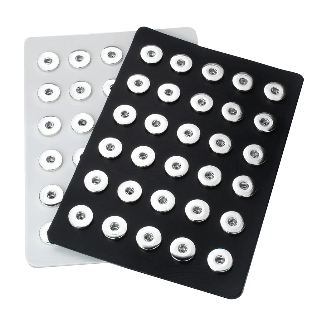 New Snap Button Display Board Fit 30pcs & 24PCS & 60pcs 18mm Snap Buttons Jewelry Black PU Leather Display Holder