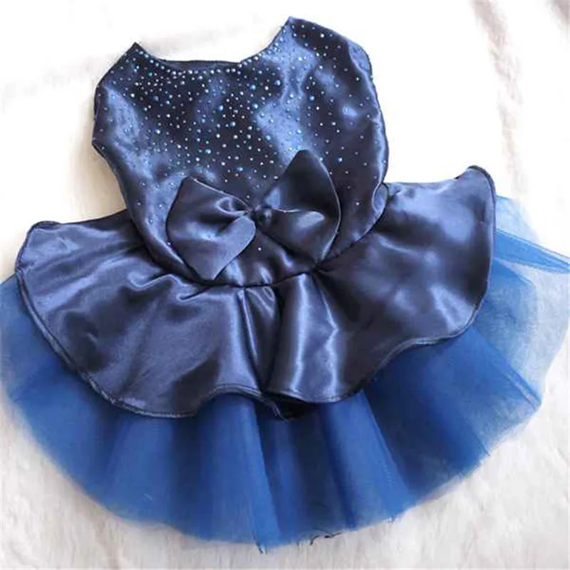 XS-XL Dog Dress Wedding Dresses Pearl Flower Adornment Party Birthday Wedding Lace Bowknot Dress Dogs Pet Skirt Clothes Supplies