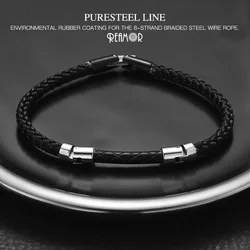 REAMOR Top Quality Structural Design 316l Stainless Steel Wire Bracelets Men Unique Luxury Black Wristband Bracelet Jewelry