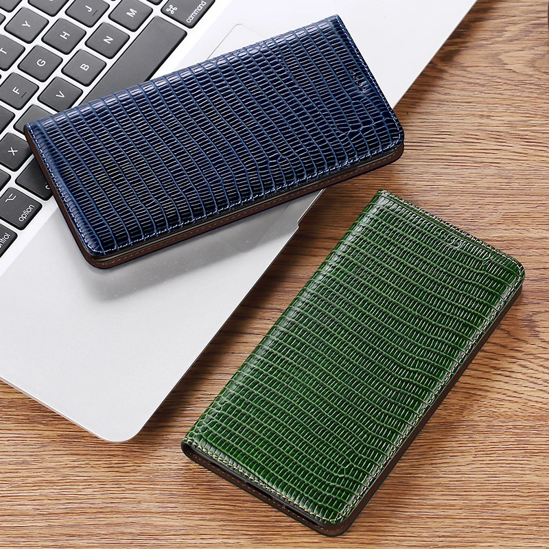 Luxury Lizard Grain Genuine Leather Magnetic Flip Cover Case For Motorola Moto G5 G5S G6 G7 G8 E3 E4 E5 E6 E7 Plus Play Power