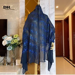 New Muslim Women Hijab High Grade Soft Chiffon Fabric Sequins Embroidery Scarf Islamic Long Shawl Pashmina