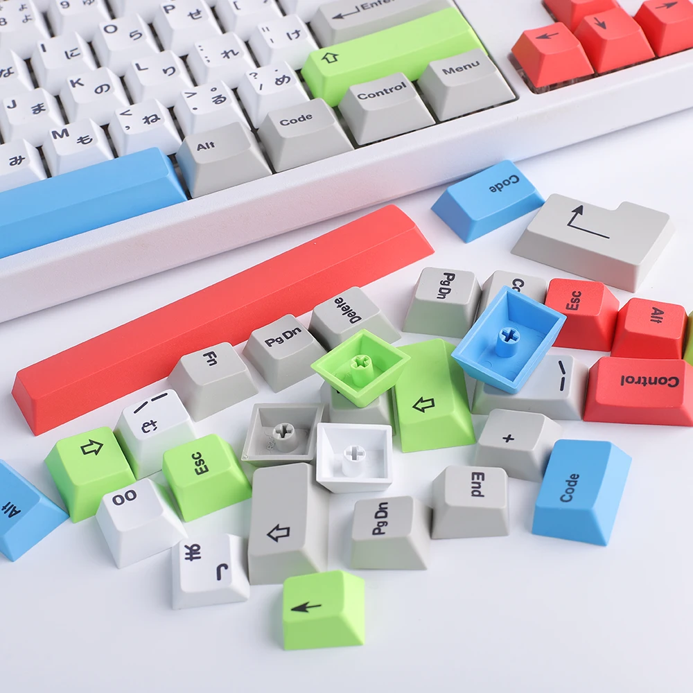 Color Contrast Cherry Profile Japanese Keycaps For Mechanical Keyboard For Building Blocks Style PBT Keycap For GH60 GK64 RK87