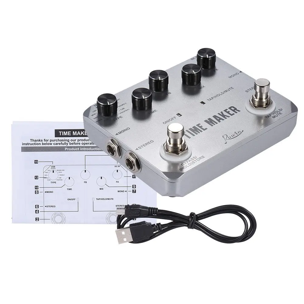 Rowin  Guitar Time Maker Pedal Ultra Delay Effect Pedals Multi-effects 11 Types Delay With Tap Tempo Function