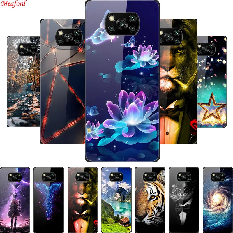 Glass Back Cover For Xiaomi Poco X3 Pro Poco X3 NFC Case Tempered Glass Case For Xiaomi Mi 10T Lite Case Funda POCO X 3 PRO Case