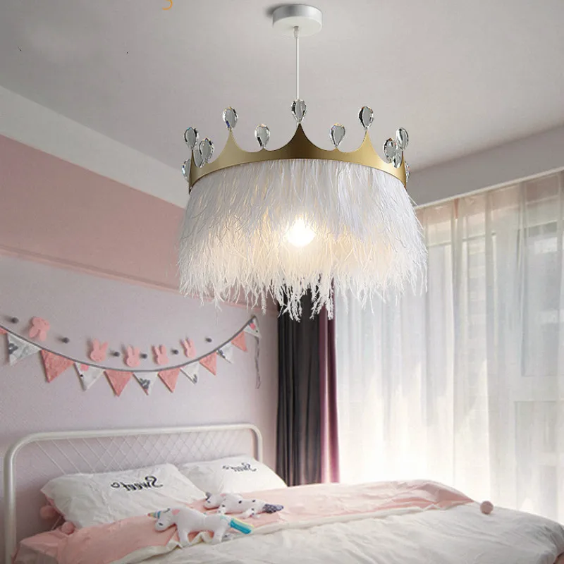 Mo Jue Nordic feather chandelier modern simple personality warm romantic children's room ins girl net red bedroom lampLB032104